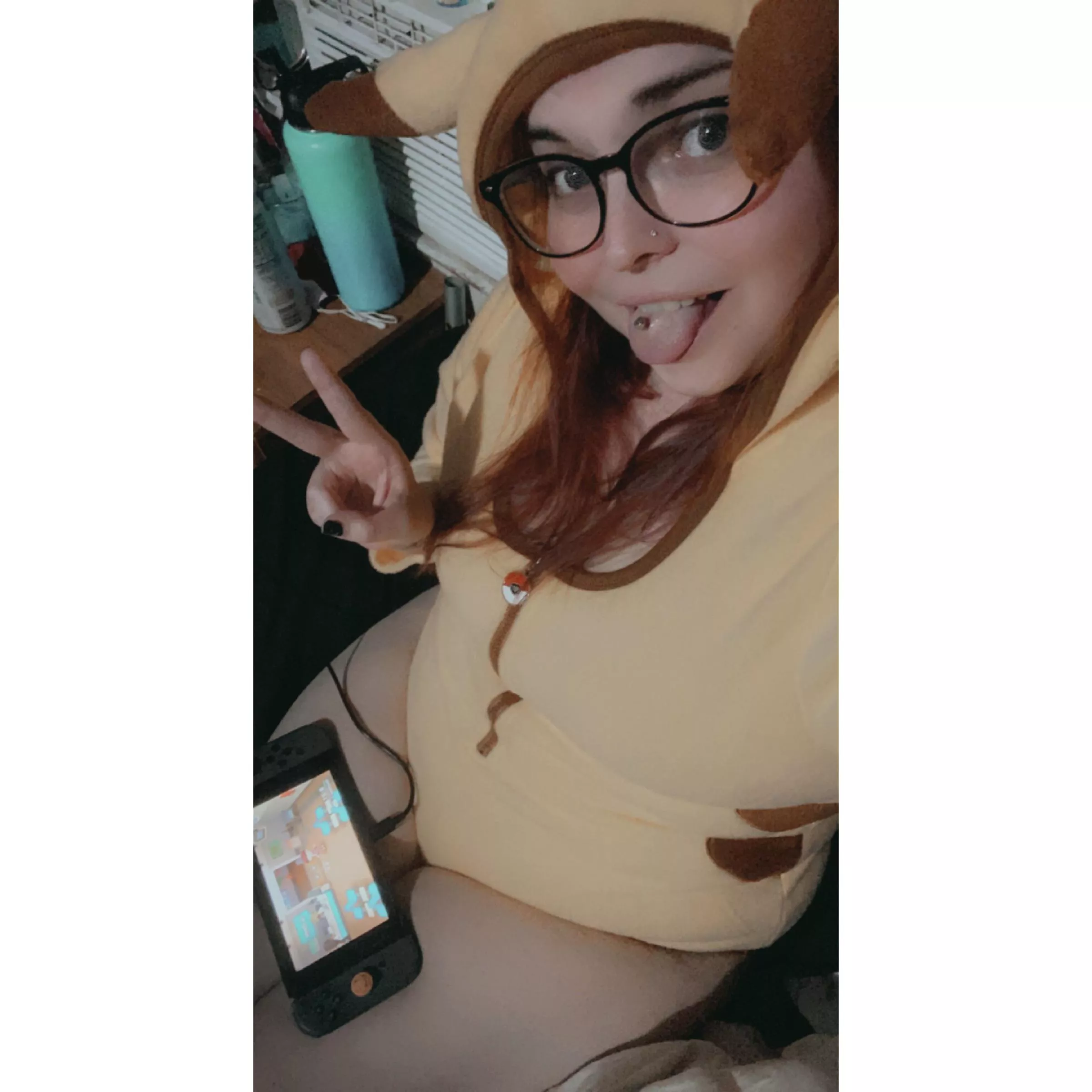Pikachu onesie and Animal Crossing kind of night!! 💕😈