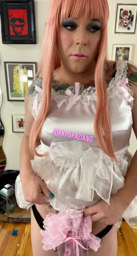 Pink cage ✅frilly pink outfit✅ pink sissy pouch ✅ manhood nullified