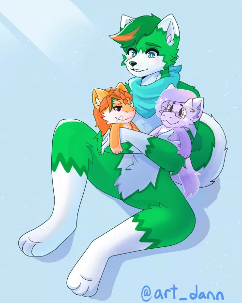 Plushie hugs!! (art by me / @art_dann on Twitter)