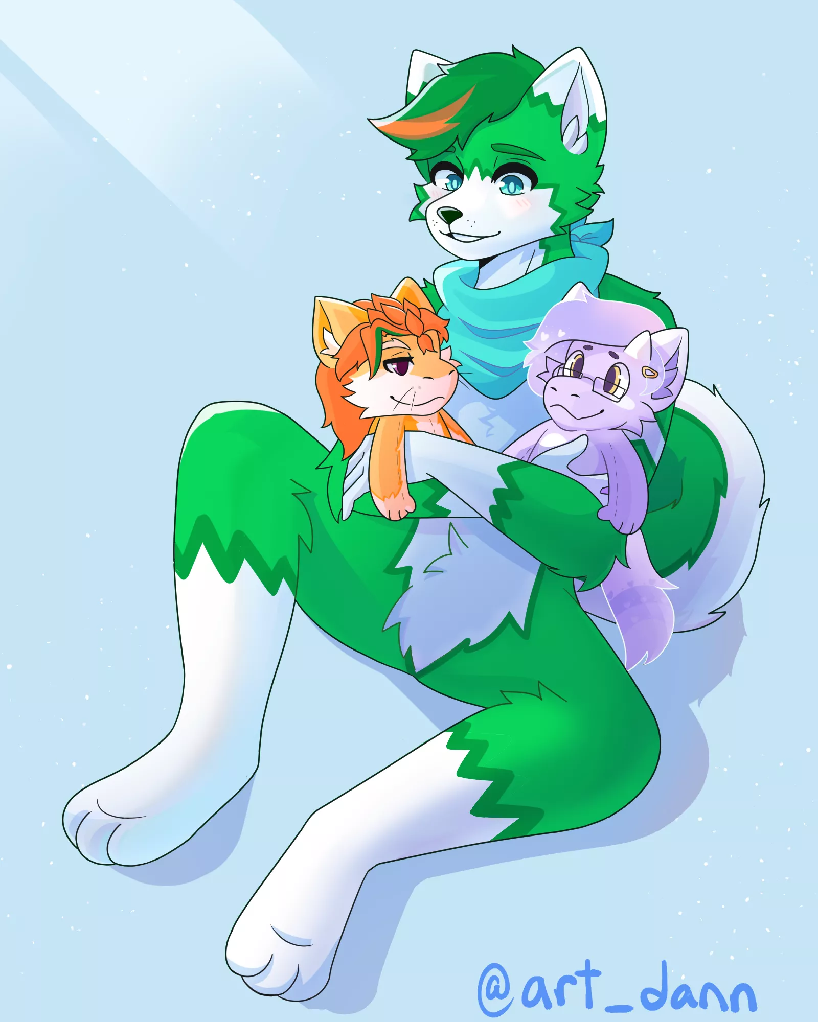 Plushie hugs!! (art by me / @art_dann on Twitter)