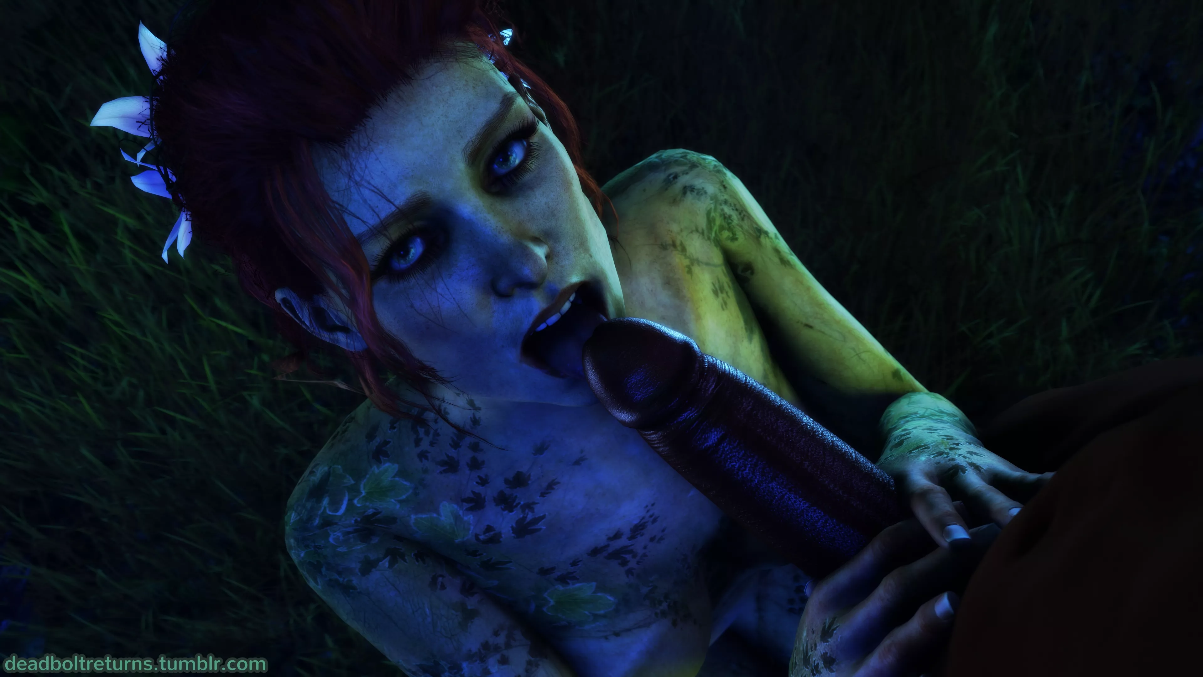 Poison Ivy licking the tip (Deadbolt Returns)