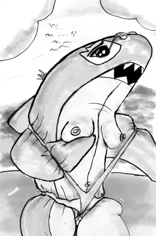 Pool Shark [F Human -> Inflatable Shark] by viltovil [OC]