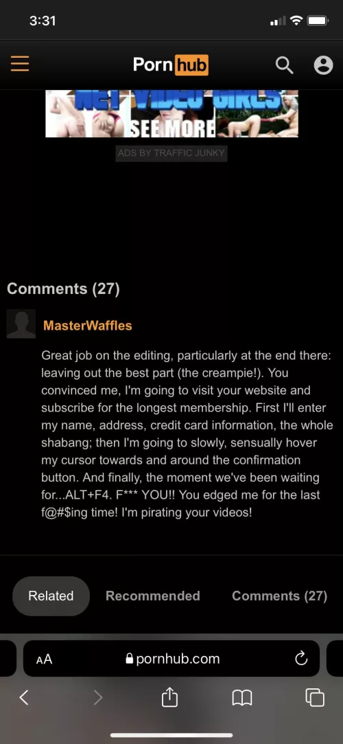 Poor man just wants to get off.