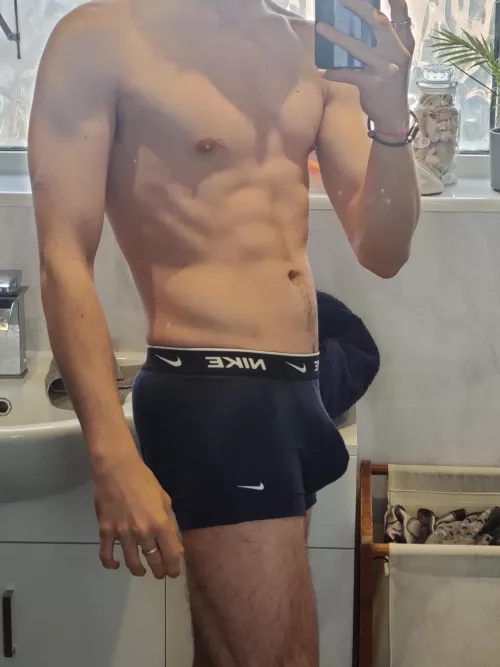post shower bulge for you? who wants to take it out?