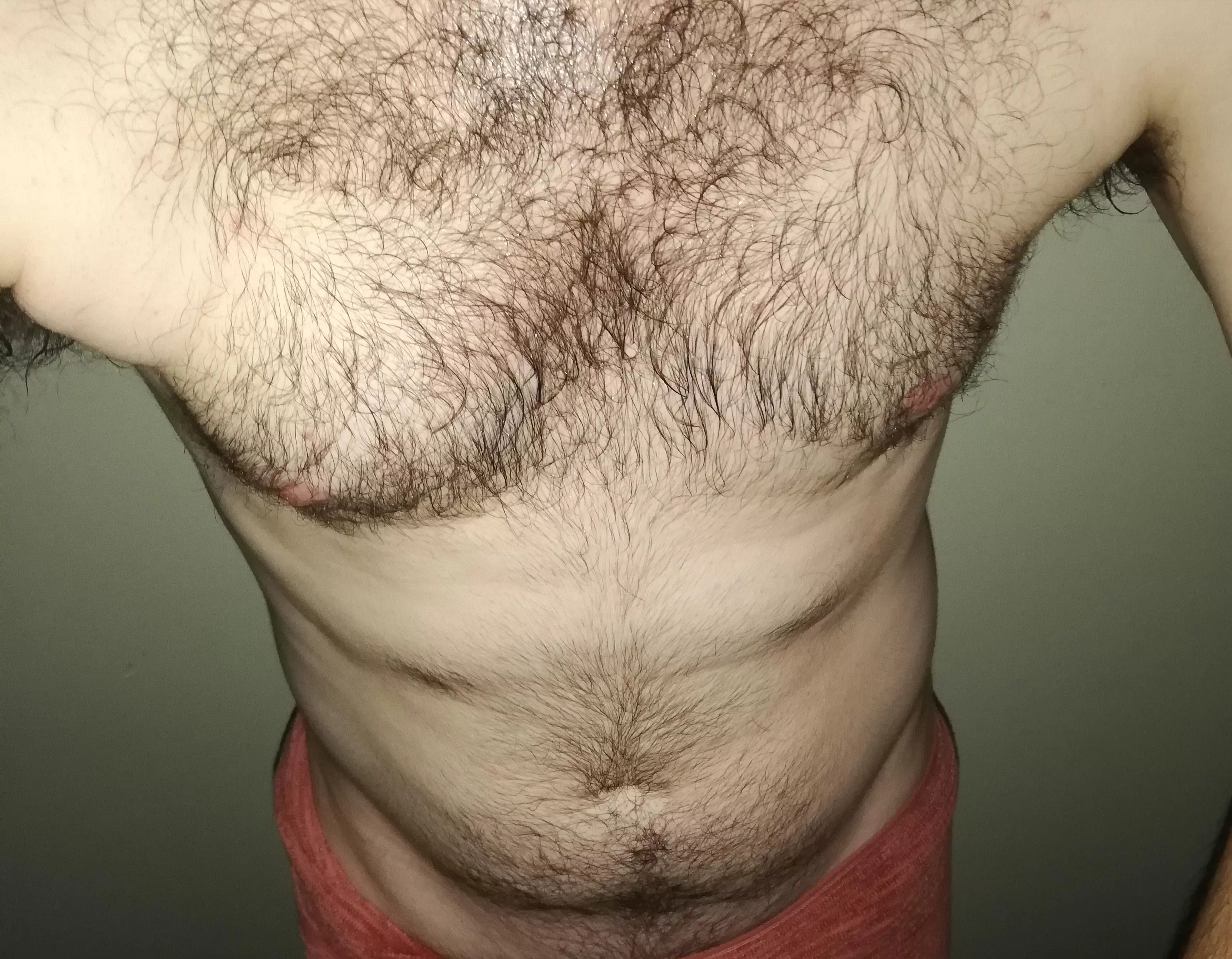 Post-shower chest hair