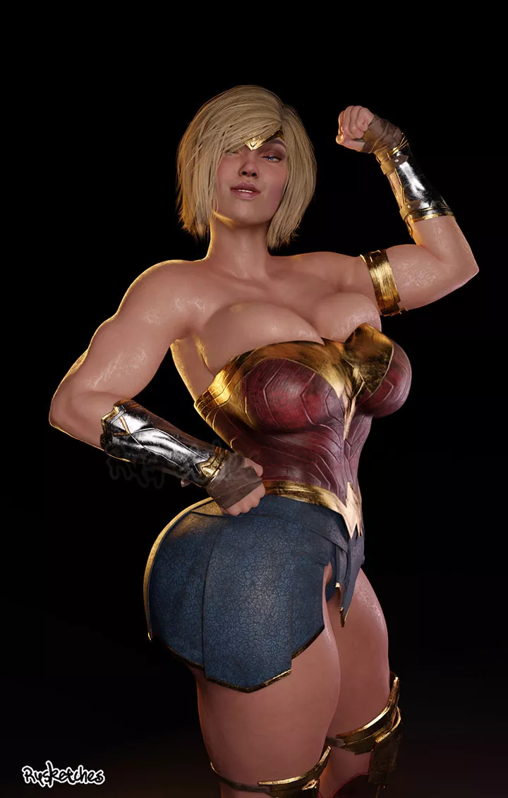 Power Girl wearing Wonder Woman's outfit (rysketches) [DC]