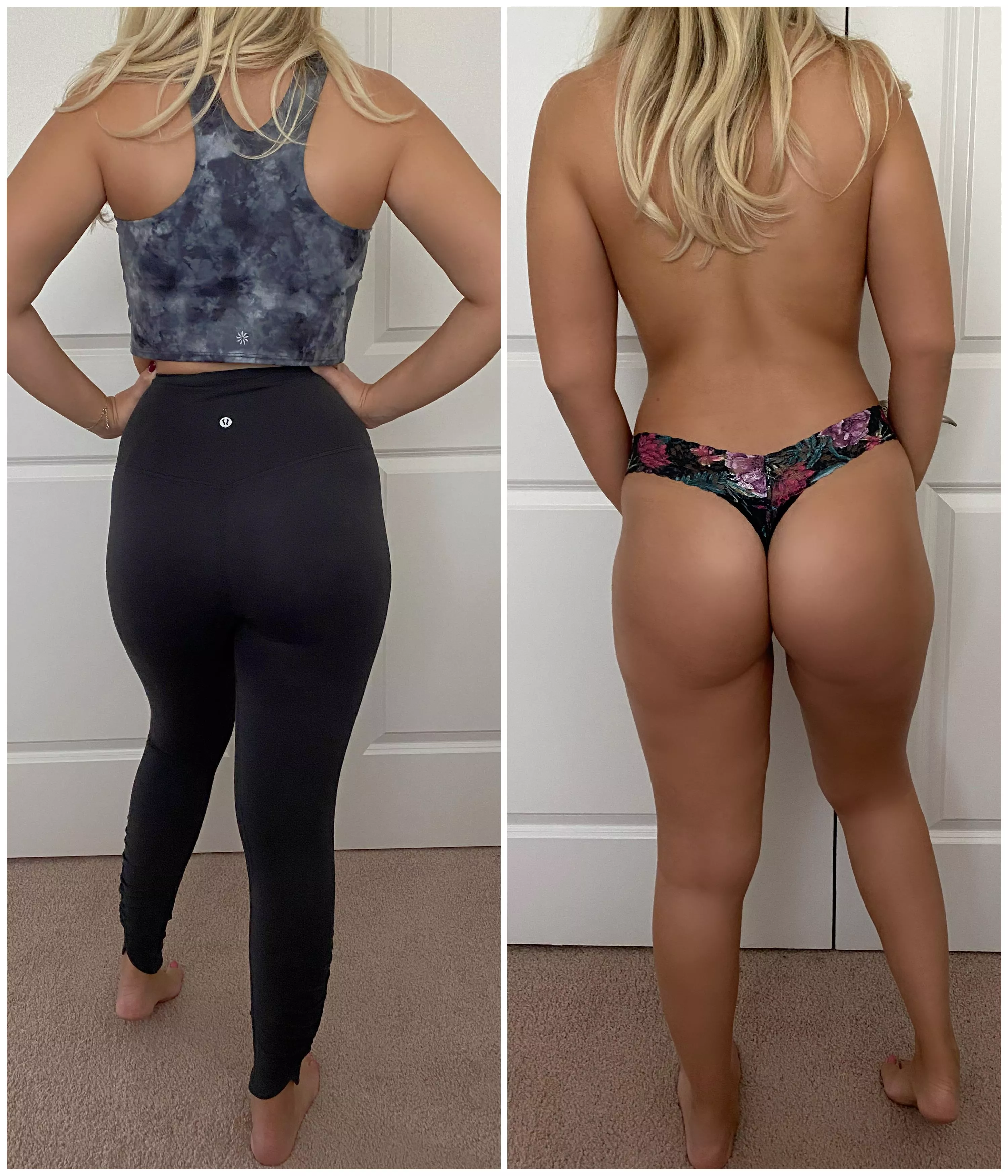 Pre and post pilates view of wifey (25F). What would you do to her? Pre and post pilates view of wifey (25F). What would you do to her?