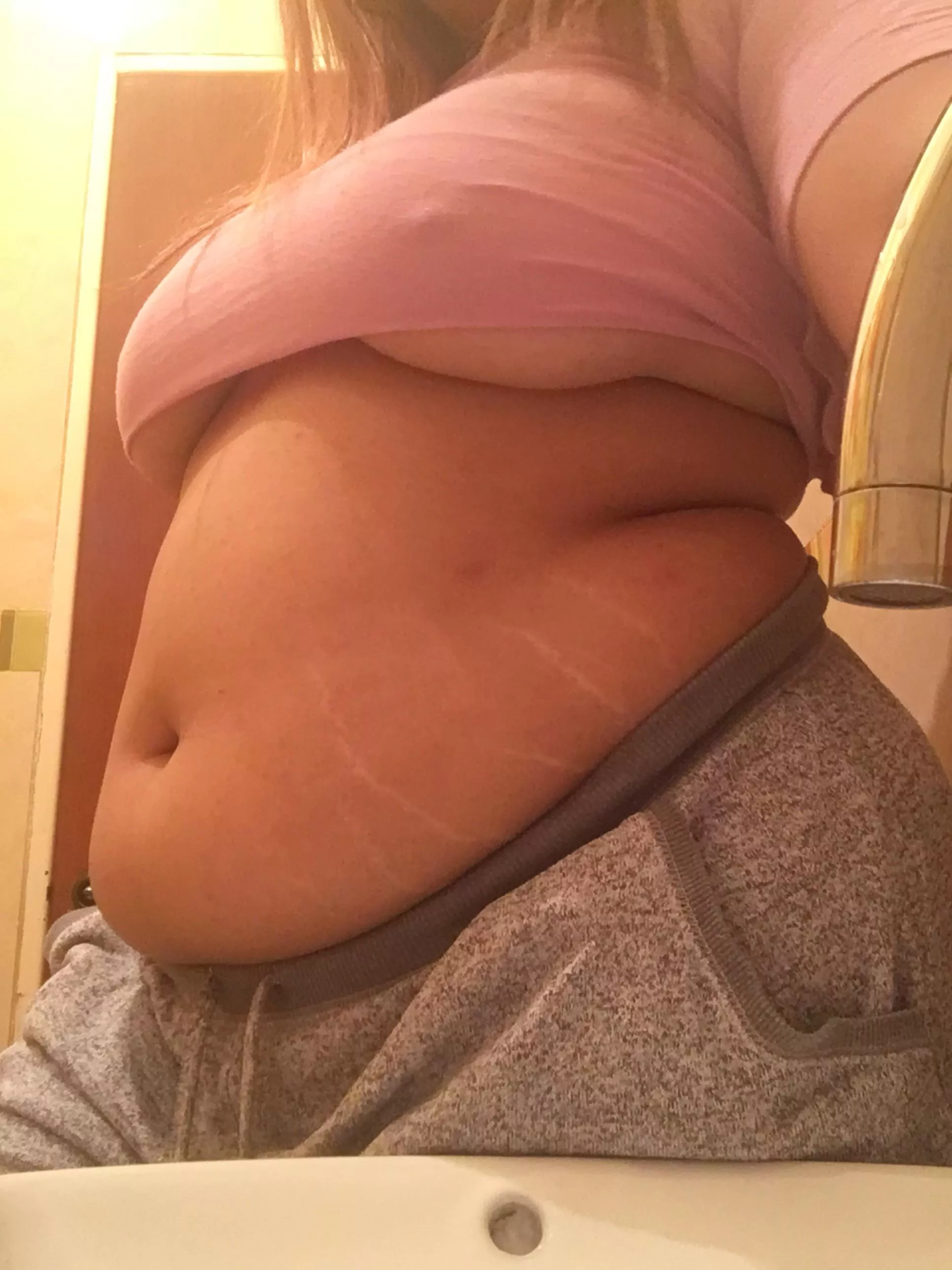 Preparing myself to have a big meal. Overstuffed is my favorite mood