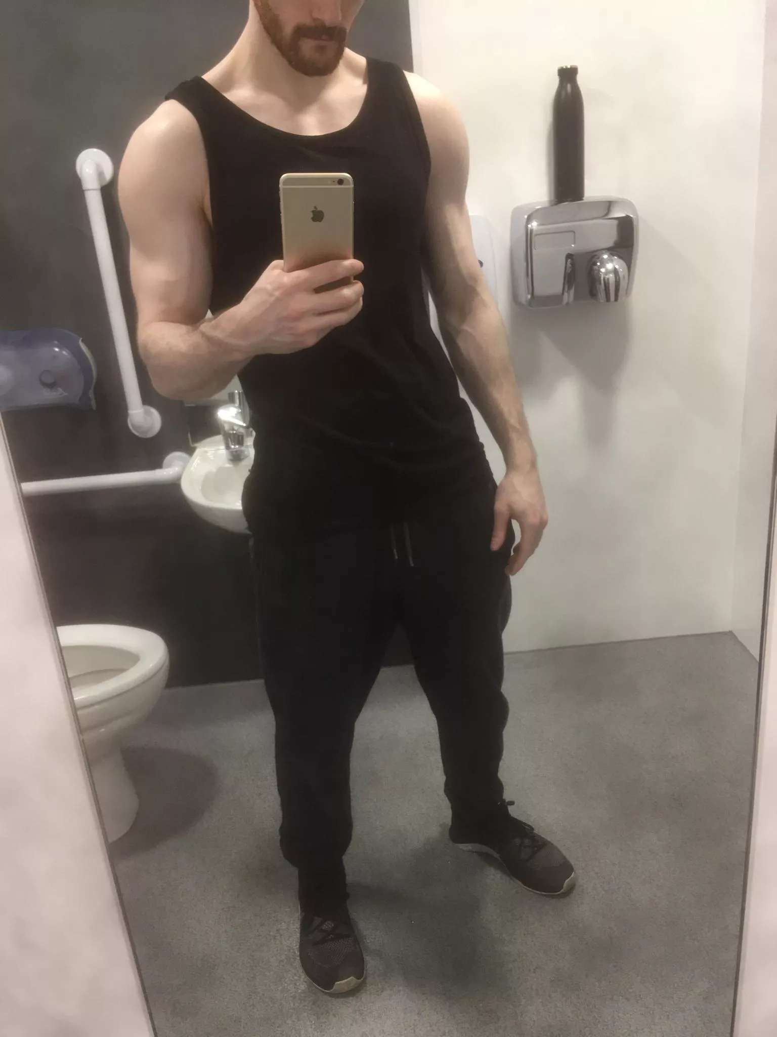 Progress pic at the gym. Saucier version on my profile ;)