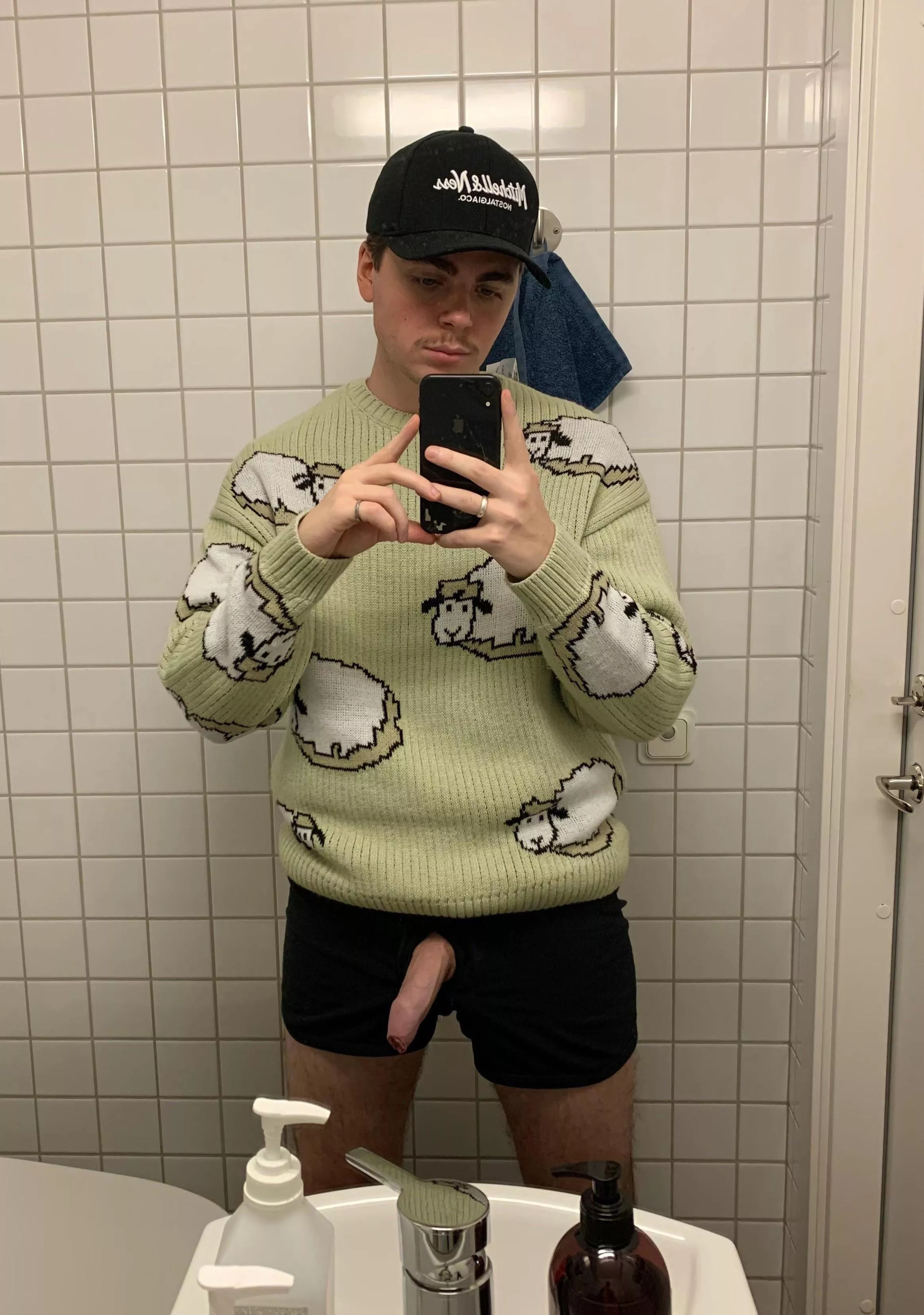 Public bathroom with my christmas sweater!