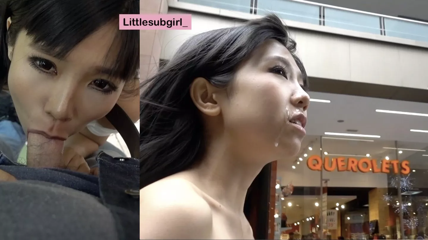 Public Blowjob Gallery - Public blowjob and walk with cum on my face ;) [OC] nudes by littlesubgirl_