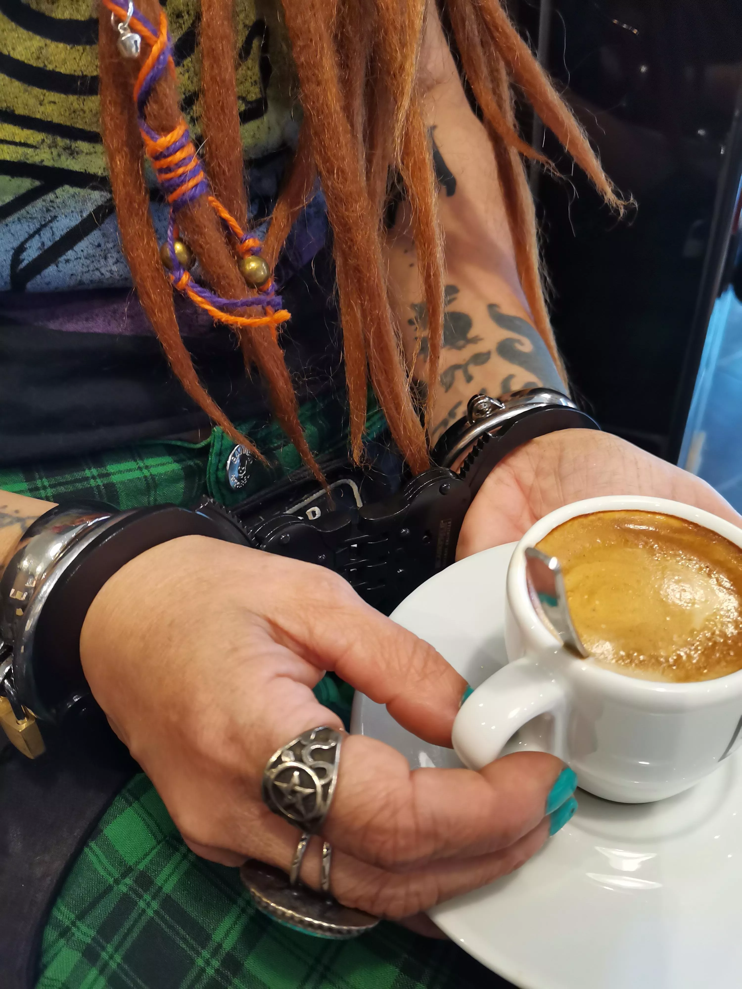 Public play Handcuffed spresso on a rainy day ☔. Two of my favorite things in life!!!