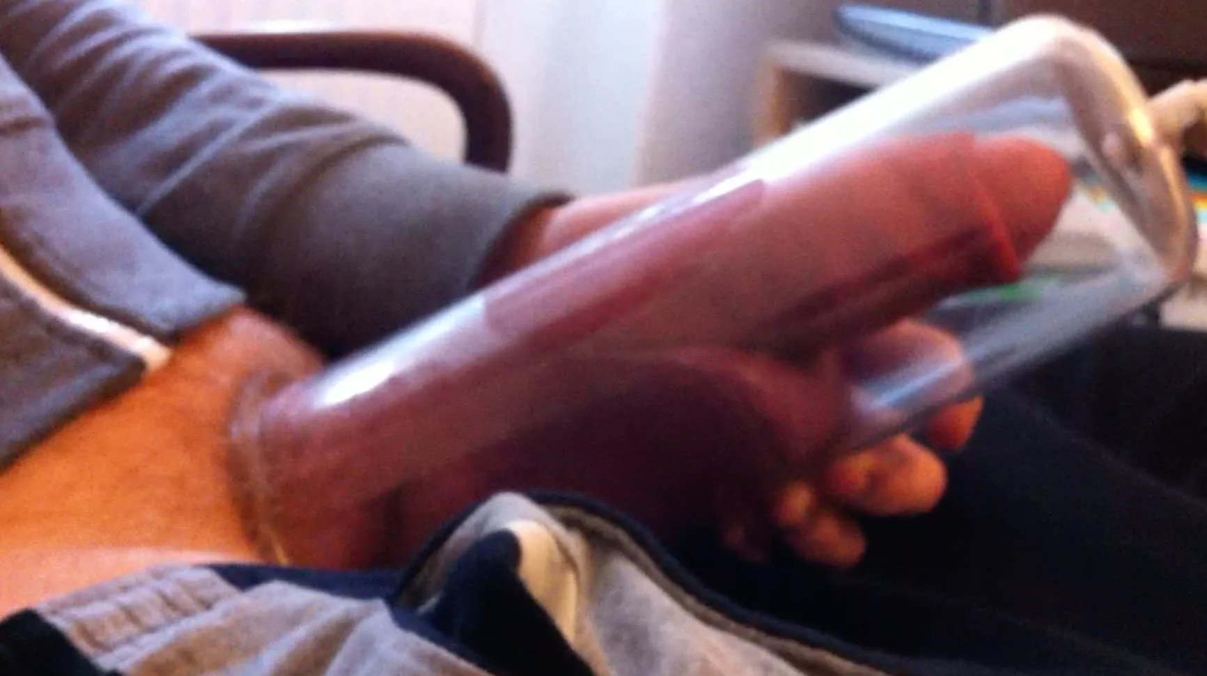 Pumping my uncut dick and balls