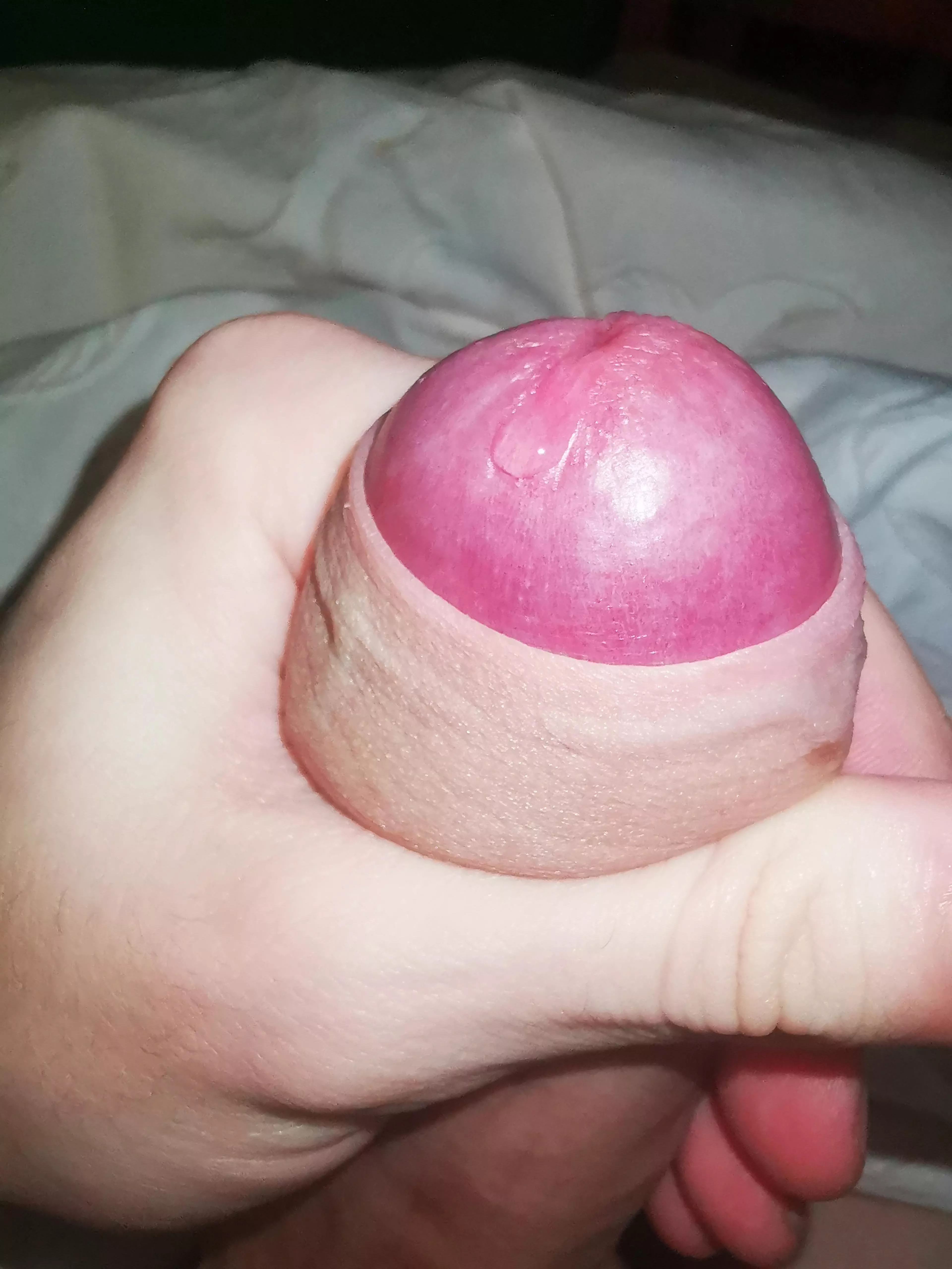 Pushing a drop from my leaky cock