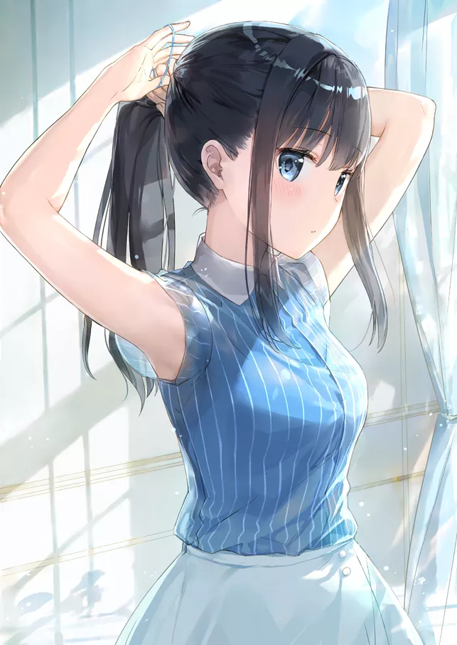 Putting her hair up