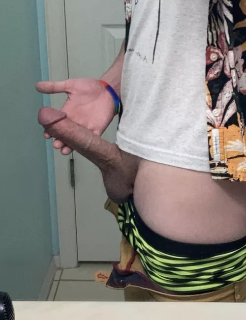 Quick cock and balls shot in the bathroom mirror [27]