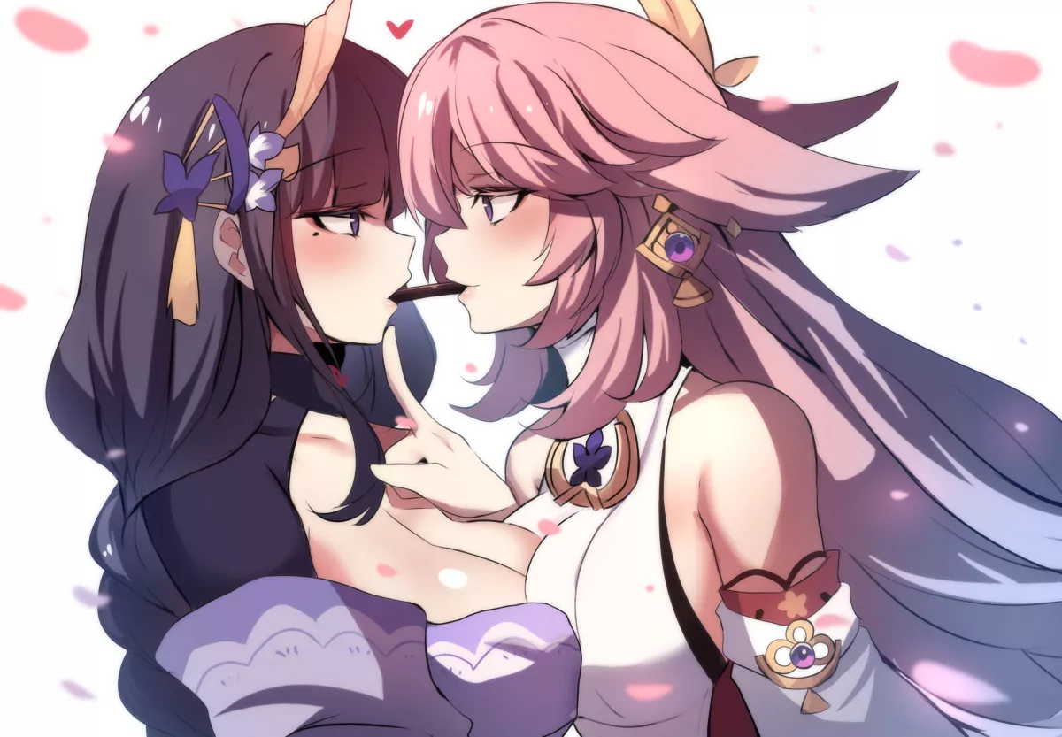 Raiden and Yae sharing chocolate [Genshin Impact]