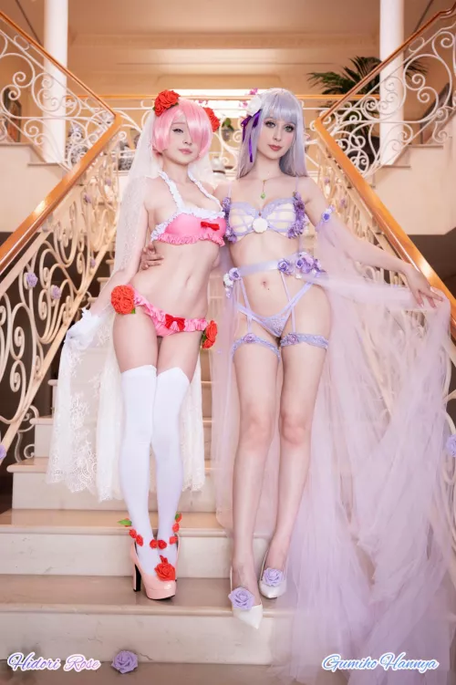 Ram and Emilia from Re:Zero welcome you like this - Hidori Rose and Gumiho Hannya cosplay
