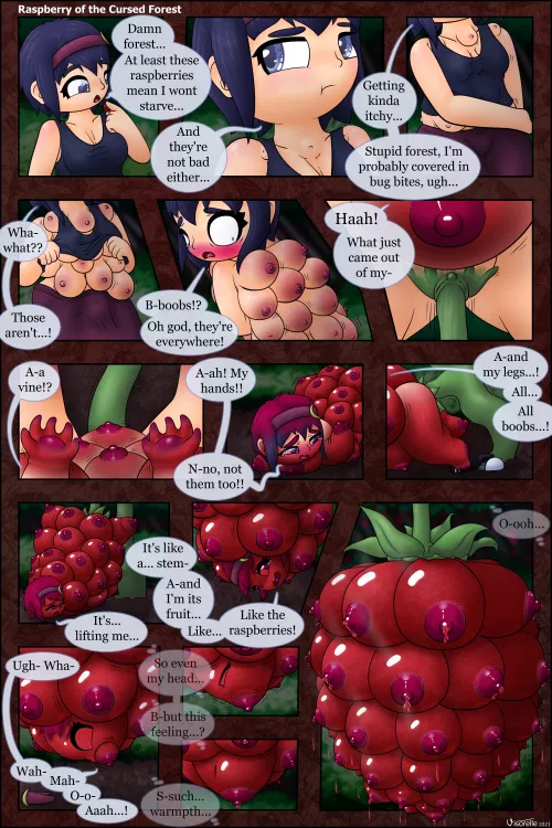 Raspberry of the Cursed Forest (Unwilling; Inanimate; Cluster; Multibreast; Lactation; F Human -> Raspberry) [Comm]