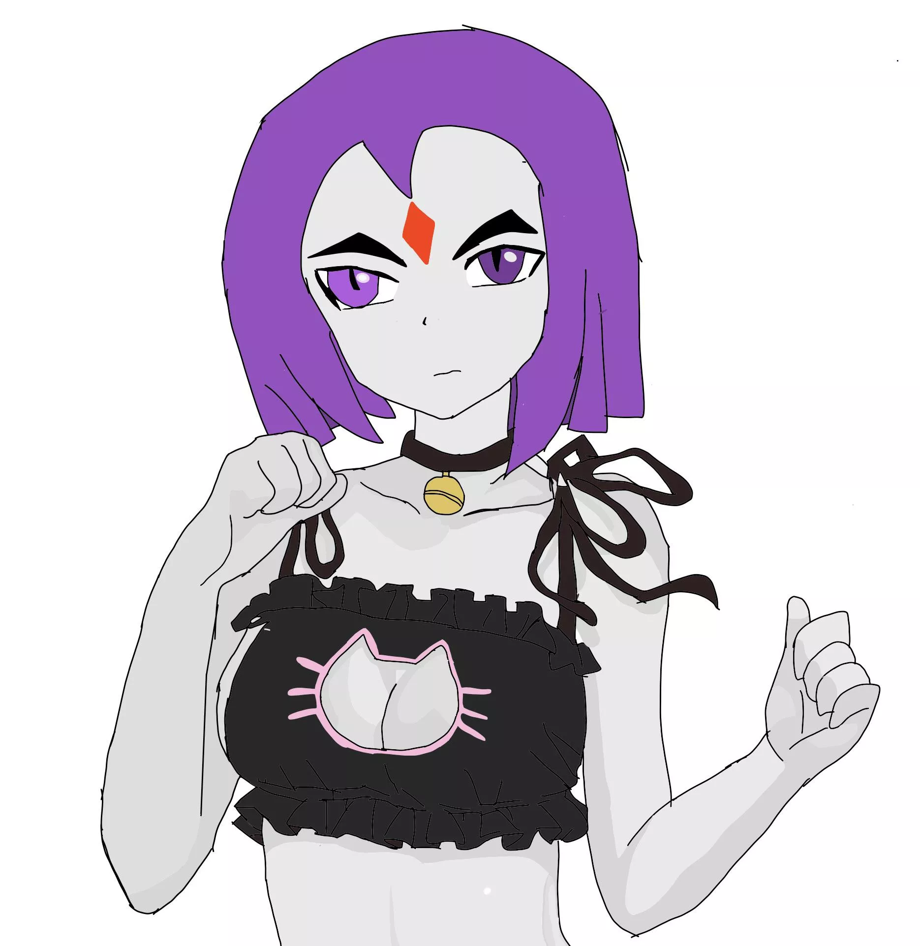 Raven in keyhole cat bra (Original art work)