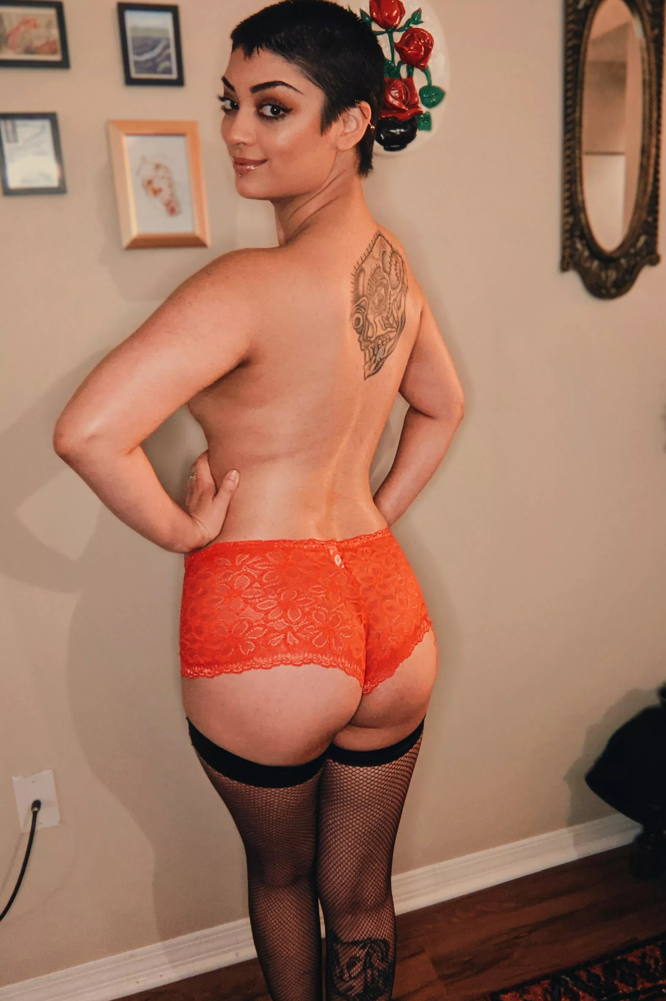 Red lace butt