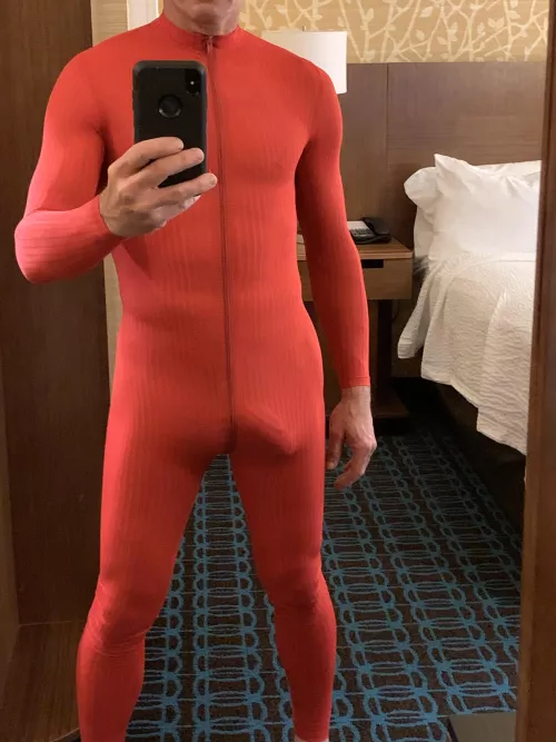 Red silk suit w 2 way zipper