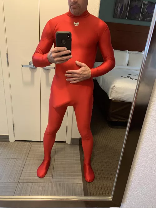 Red spandex full body