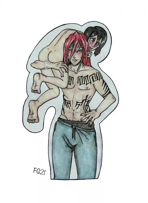 Renji and Rukia! Painting by me, 2021