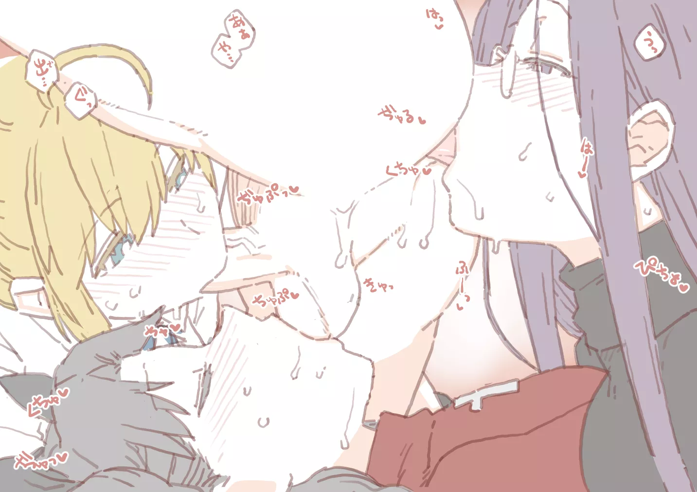 Rin, Saber and Rider pleasing a lucky guy (mosouko)