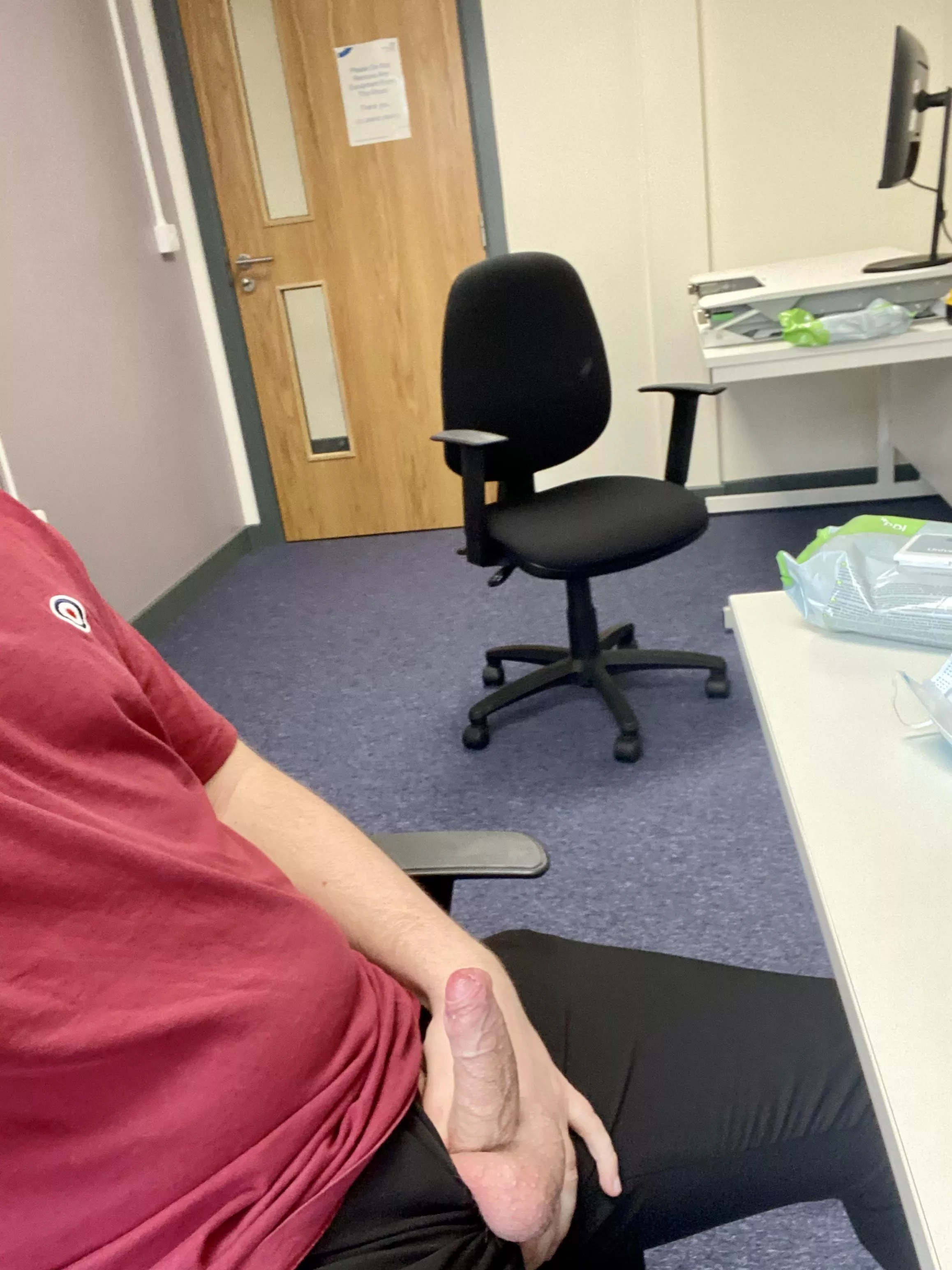 Risky one at work. Busy corridor, no idea if I was seen or not