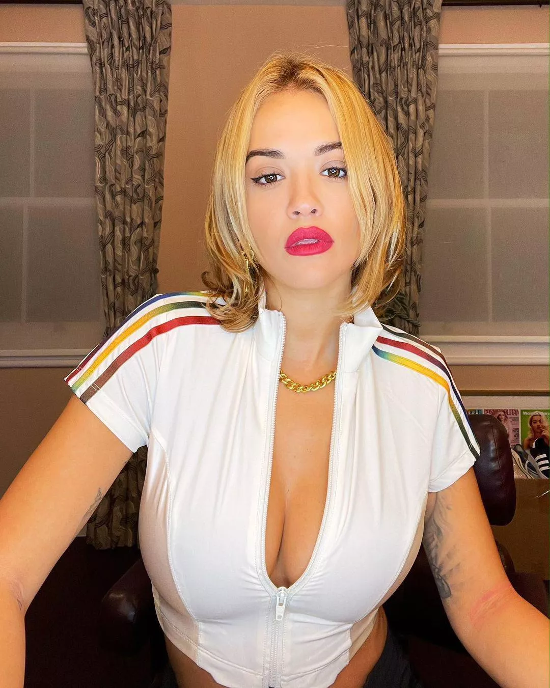 Rita Ora’s zipper is hanging on for dear life to contain those things