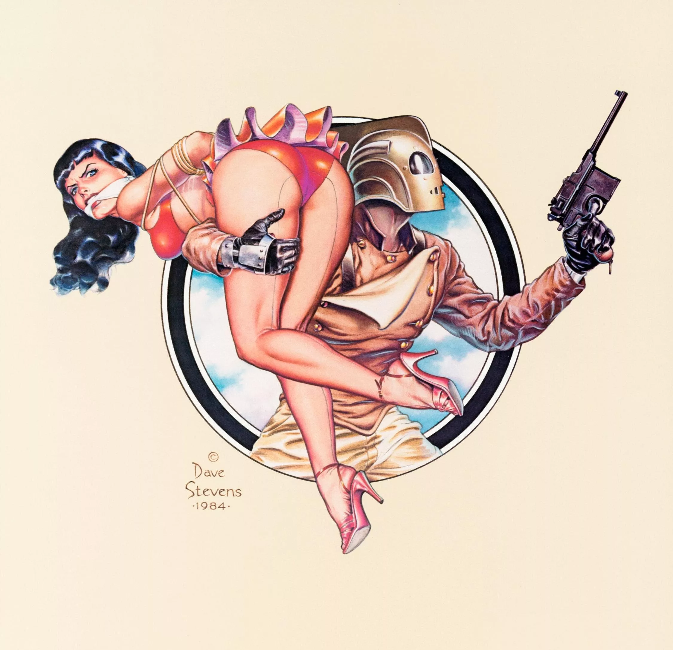 Rocketeer and Bettie Page by Dave Stevens (1984) Rocketeer and Bettie Page by Dave Stevens (1984)