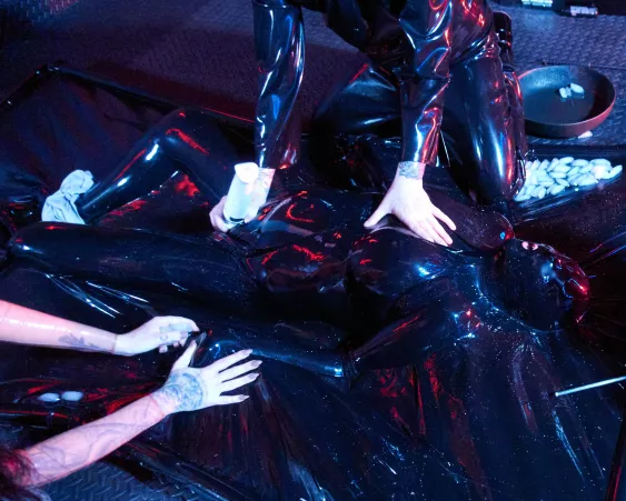 Rolling orgasms while restrained in the Vacbed <3