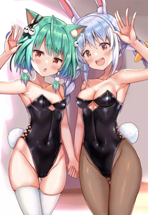 Rushia and Pekora bunny outfits