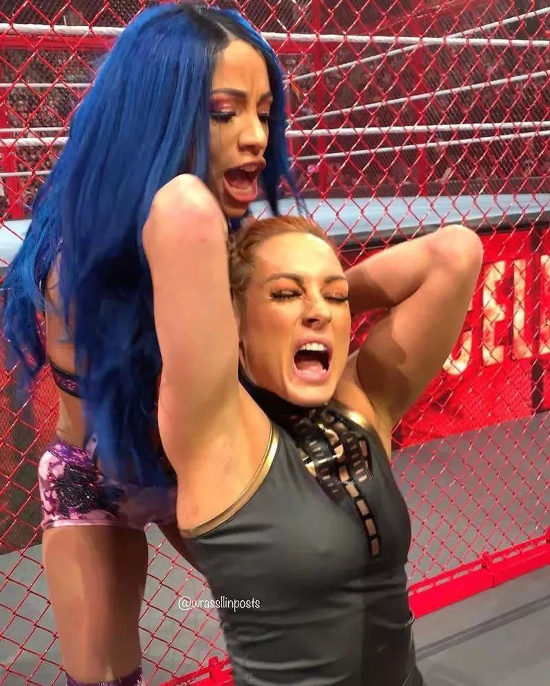 Sasha pulling Becky's hair