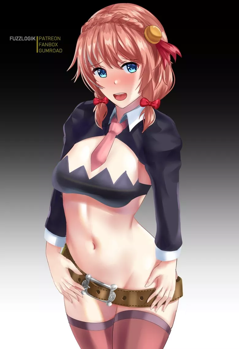 Sayori cosplaying as Yunyun from Konosuba