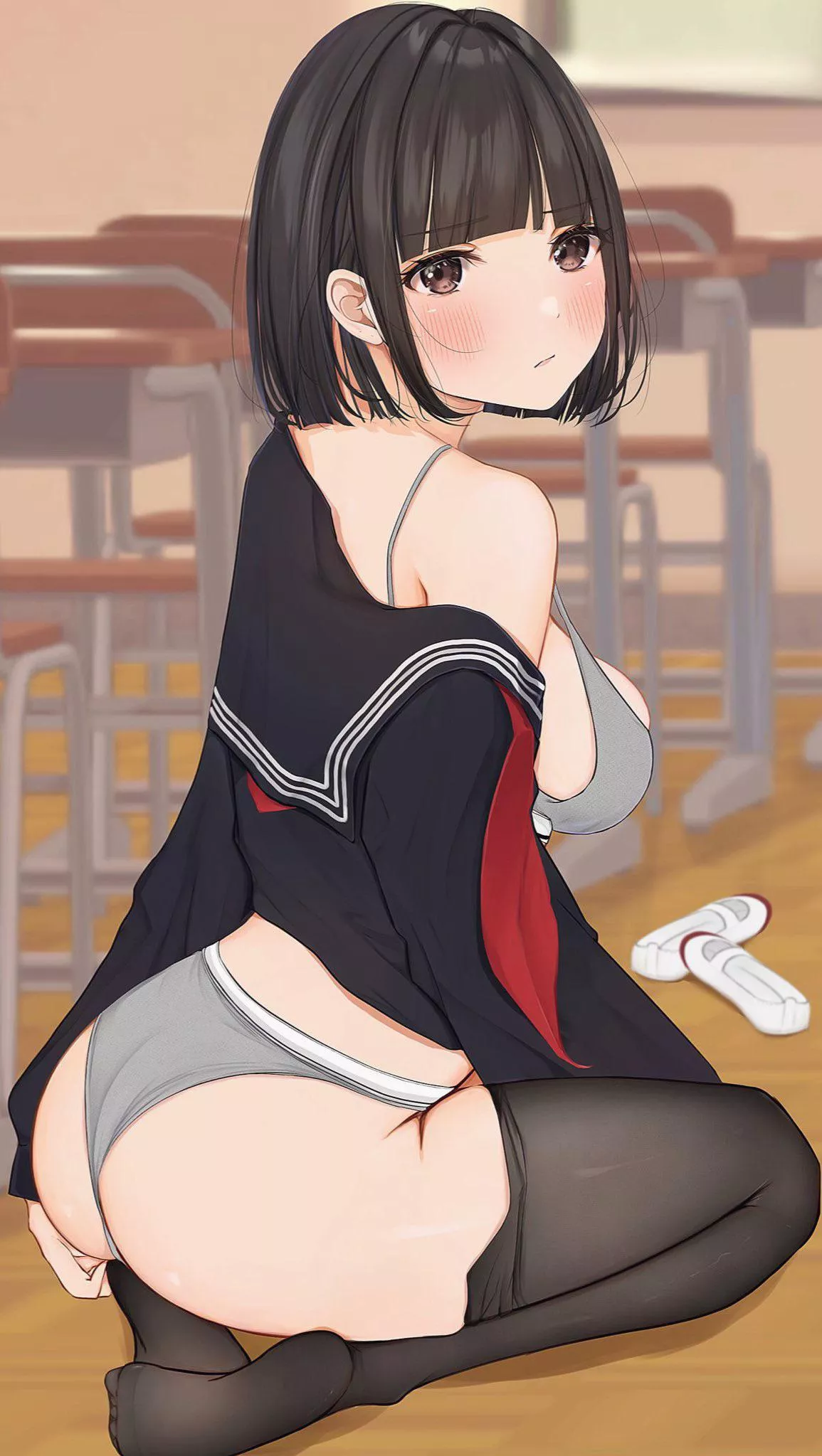 School girl undressing