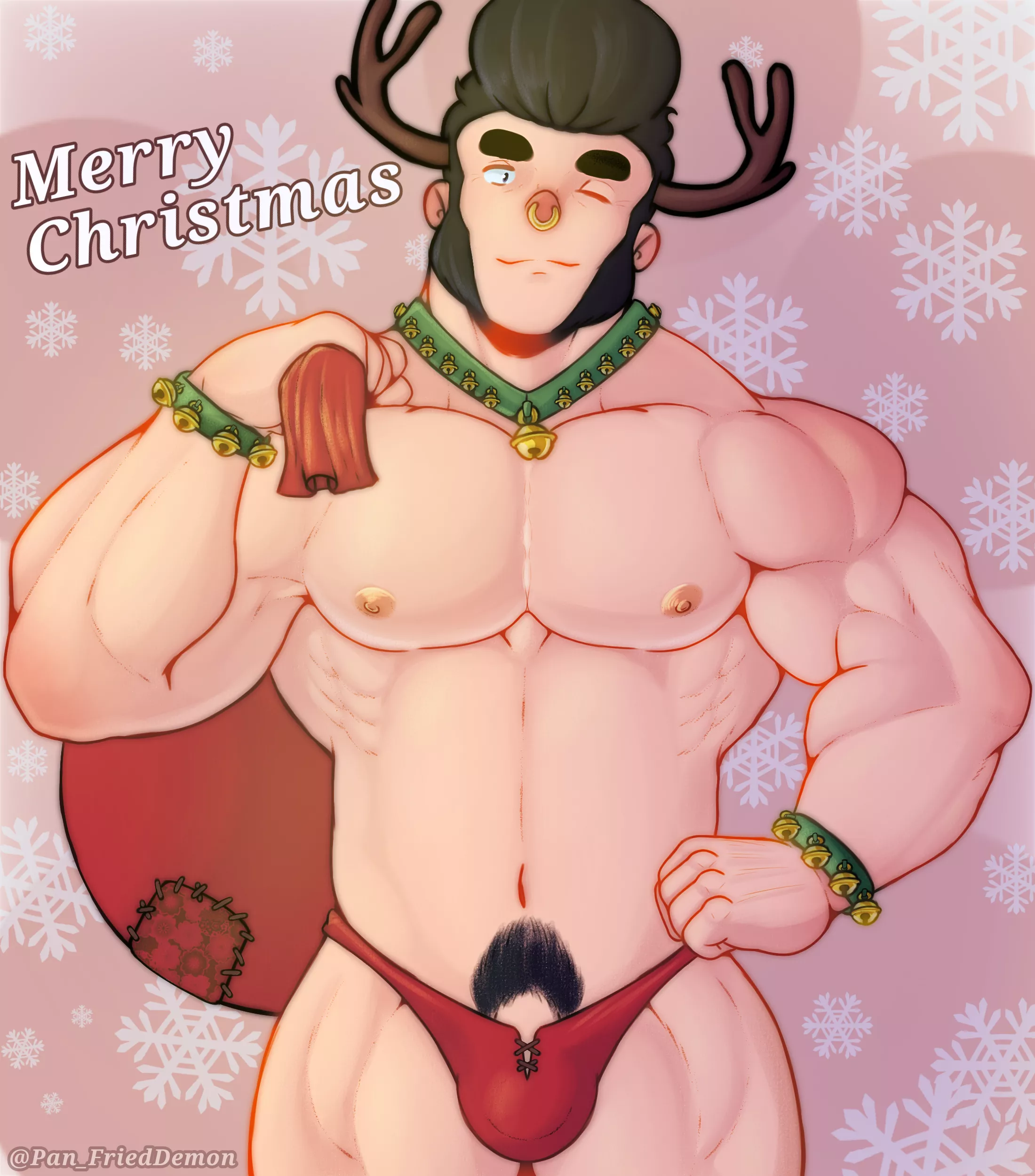 Second Christmas drawing! This time is Bull from BrawlStars:3🎄