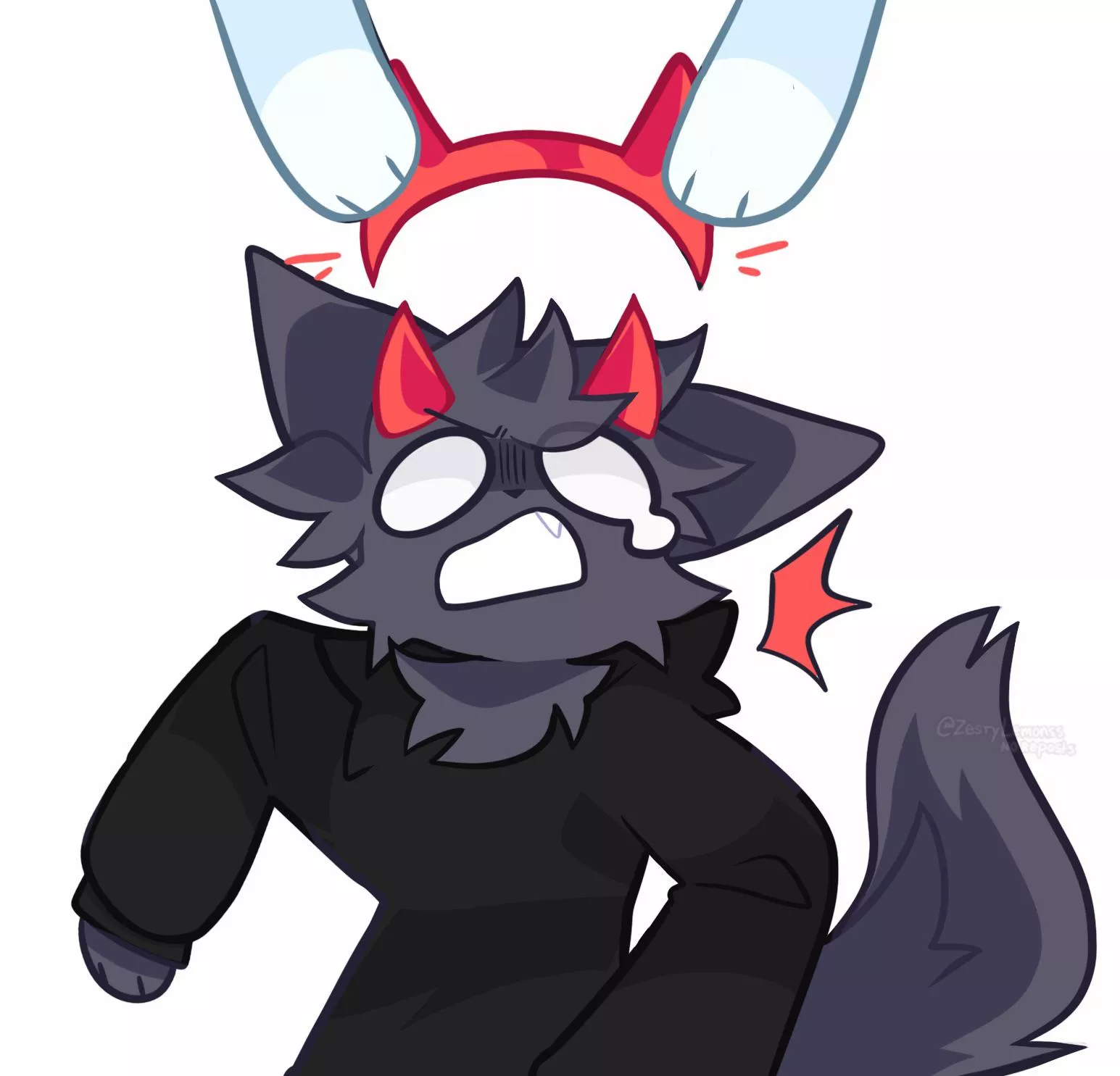 secret revealed, horns within the headband [ art by me @zestylemonss on twitter)