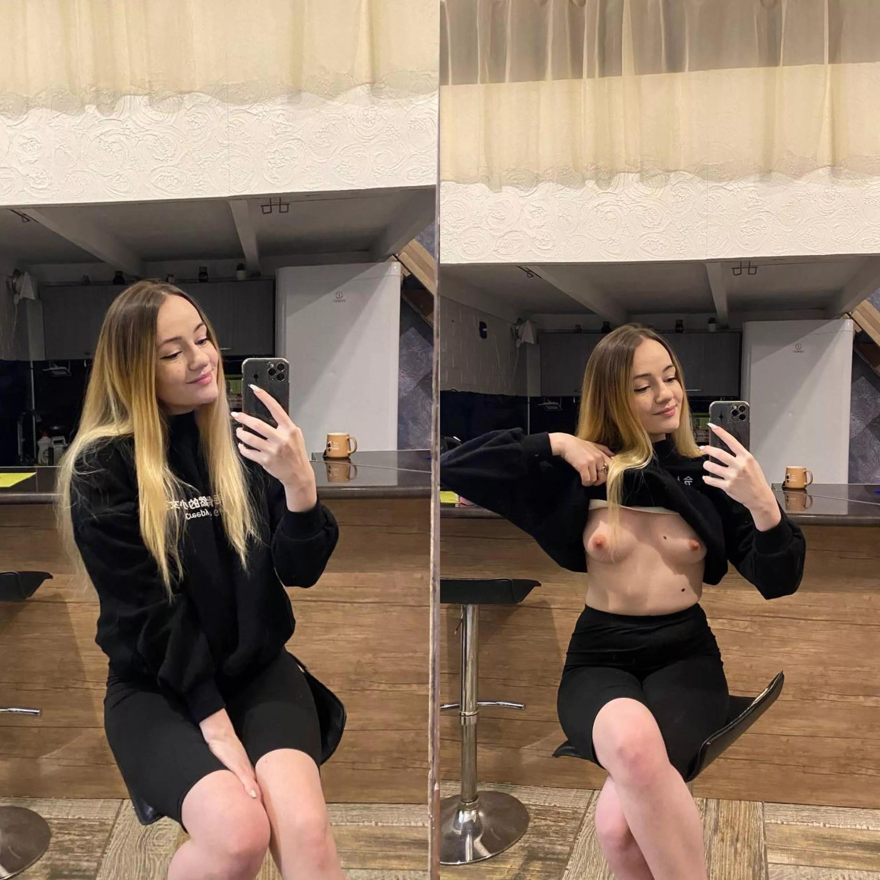 selfies can be much more interesting if lift the sweater, right?)