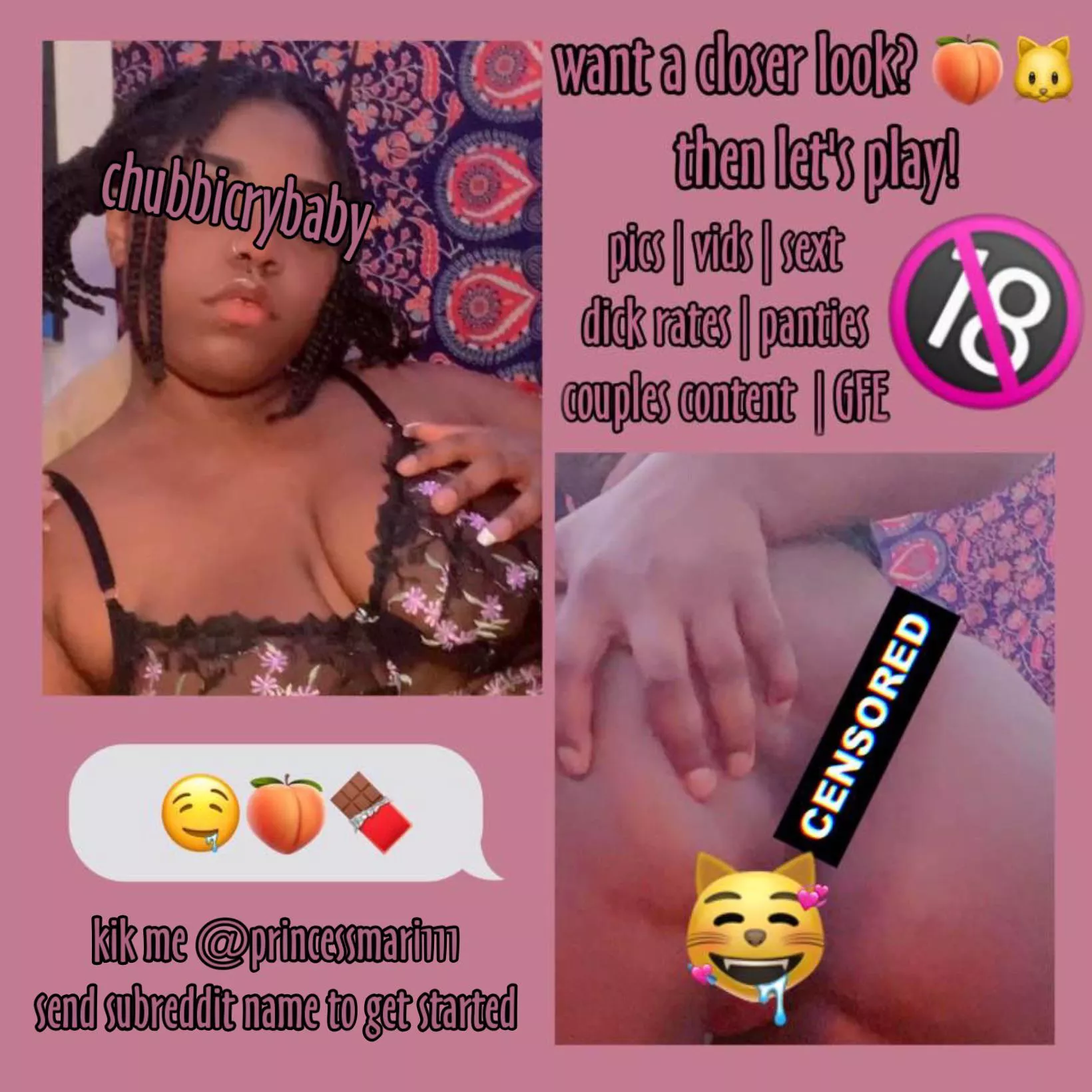 [selling] cum play with this chubby babe, bigger is better😋 | 💦[GFE] [sext] [rate] custom/premade [pic] [vid] panties [fet]ish friendly💦, i do show face ✨kik me @princessmari111