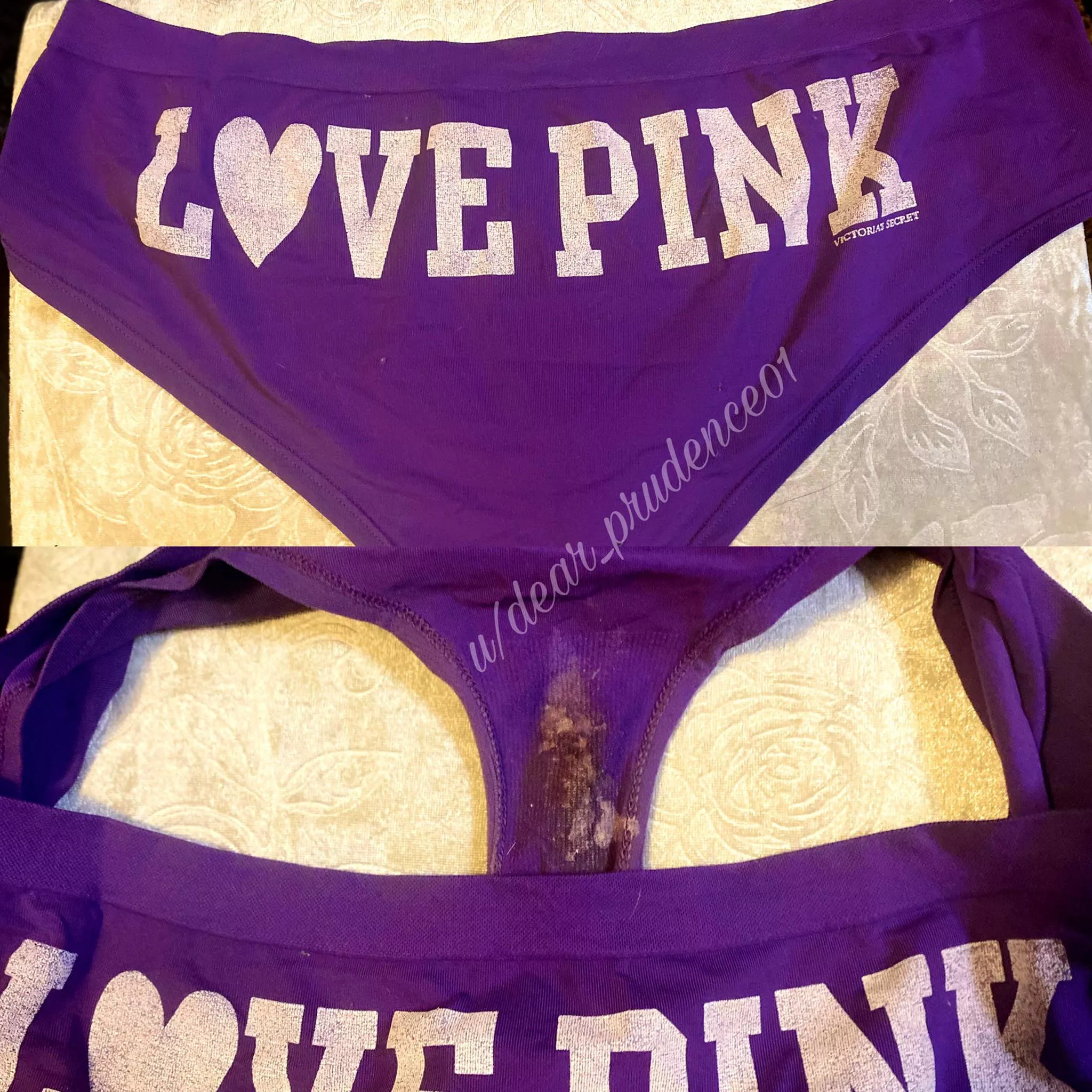 [SELLING] Delightfully stained, dirty, and ready for you VS cheeksters. 🥵 Only $40 for this extra tasty pair! ✨Vacuum sealed and discreet packaging✨ Contact & Payment Methods ⬇️