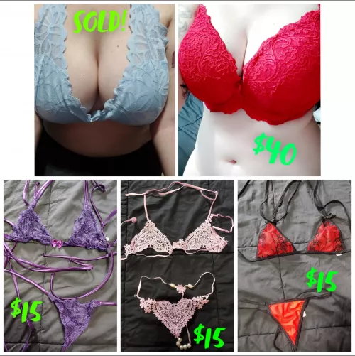 [SELLING] Used panties 🍑 bras, lingerie 👙 sweatpants, socks, leggings, etc available. I also offer other items and various sexting options. 😏 Fet friendly! 😈 ⏩ SERIOUS BUYERS ONLY ⏪ 💸 Cashapp, Venmo, Amazon GC accepted 💸