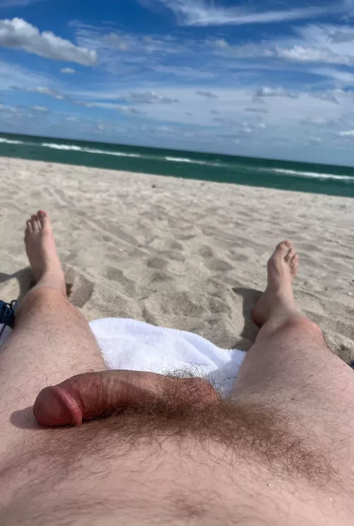 Semi hard on the beach