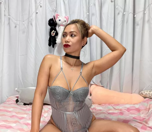 Sexy Asian granny 41(f) in a delicious silver suit