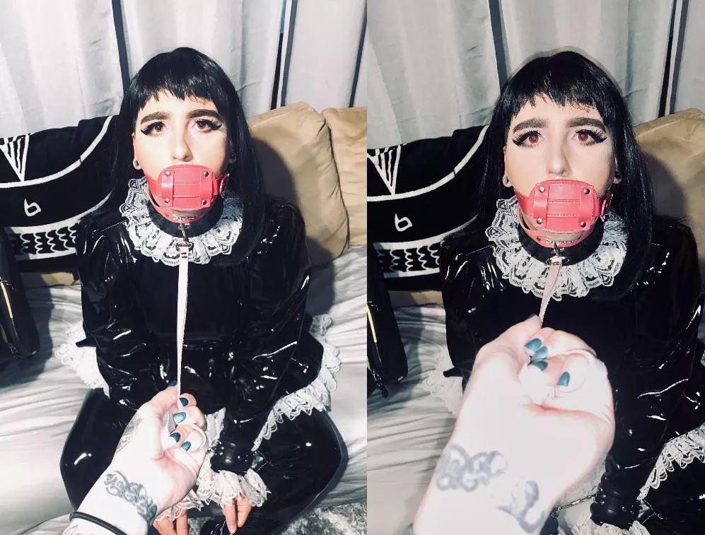 She says I look more cute with a pink penis gag in my mouth