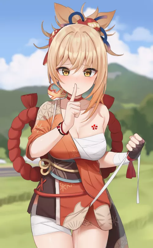 She's giving you a hint.