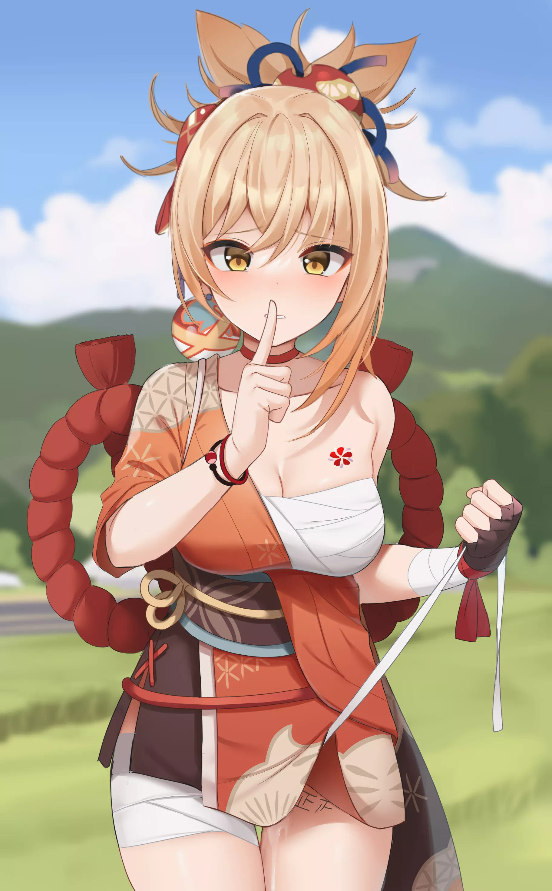 She's giving you a hint.