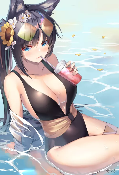 Shkikkan-sama, wanna taste of my smoothie?~ (IJN Kii, Azur Lane, Sakura Empire Faction)