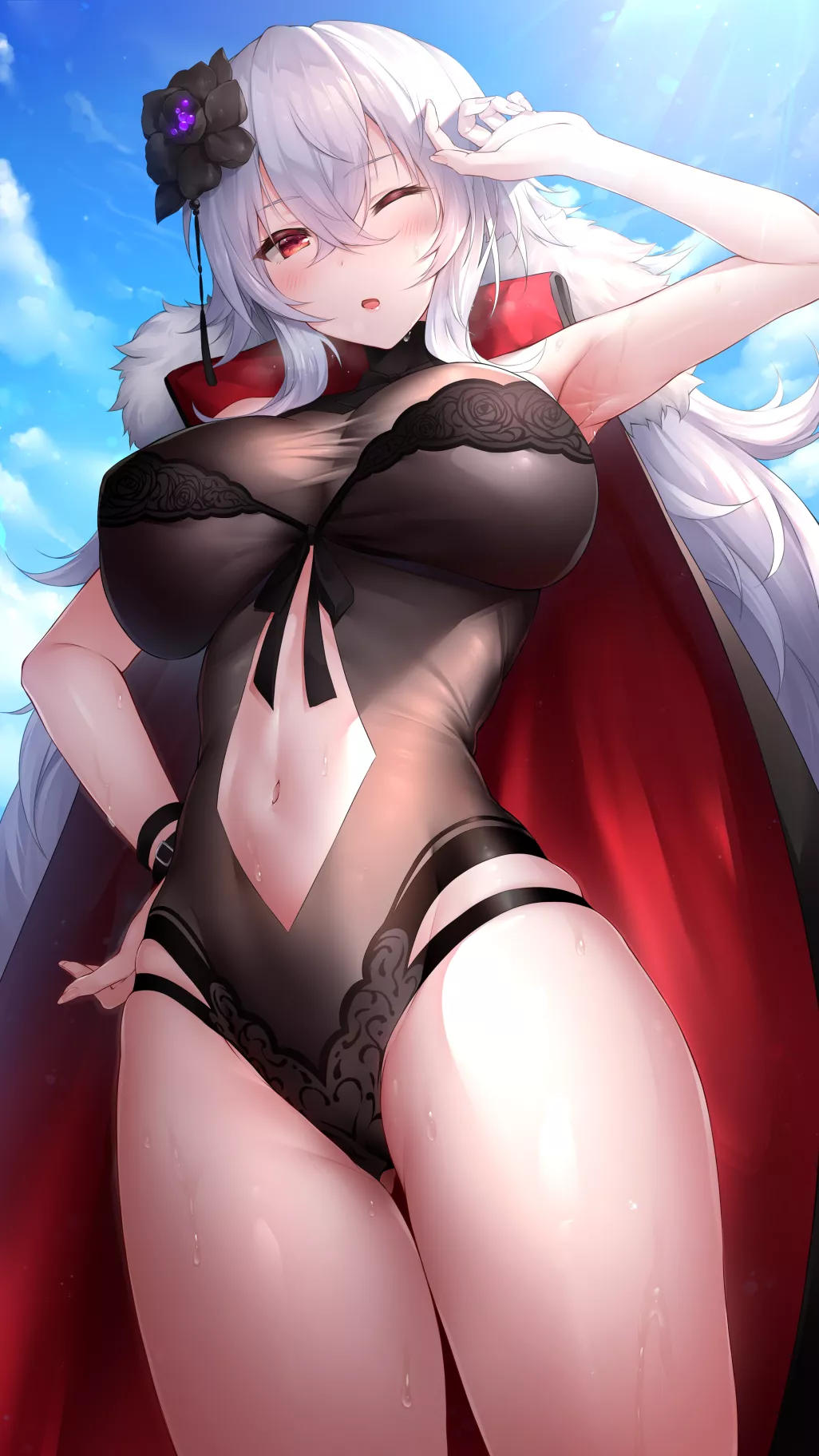 Shkikkan-sama, what do you think of my swimsuit?~❤ (KMS Graf Zeppelin, Azur Lane, Ironblood Faction)
